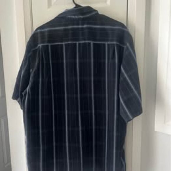 Haggar  XL Tall Black Striped Short Sleeve Button-Up Shirt – Men's Casual - Picture 5 of 5